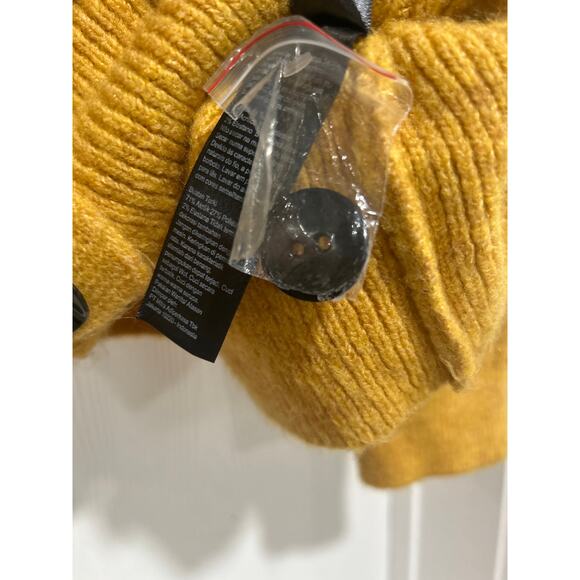 NWOT TopShot Gold Mustard Yellow Button Up Ribbed Cardigan Sweater Size US 12 - Picture 7 of 11